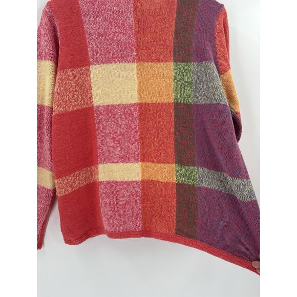 Coldwater Creek Cardigan Sweater Womens Large Multicolor Patchwork Button Knit - Picture 11 of 16